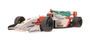 Miniatura Fórmula 1 McLaren Ford MP4/8 - Ayrton Senna - GP Europa 1993 (Com Bandeira) 25cm