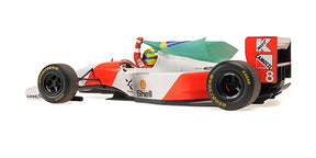 Miniatura Fórmula 1 McLaren Ford MP4/8 - Ayrton Senna - GP Europa 1993 (Com Bandeira) 25cm