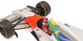 Miniatura Fórmula 1 McLaren Ford MP4/8 - Ayrton Senna - GP Europa 1993 (Com Bandeira) 25cm
